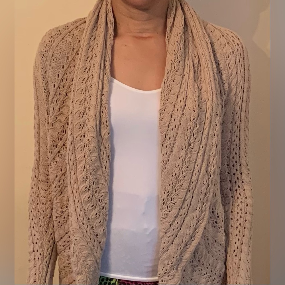 Ladies Tan Medium Crochet Sweater by Cynthia Rowley